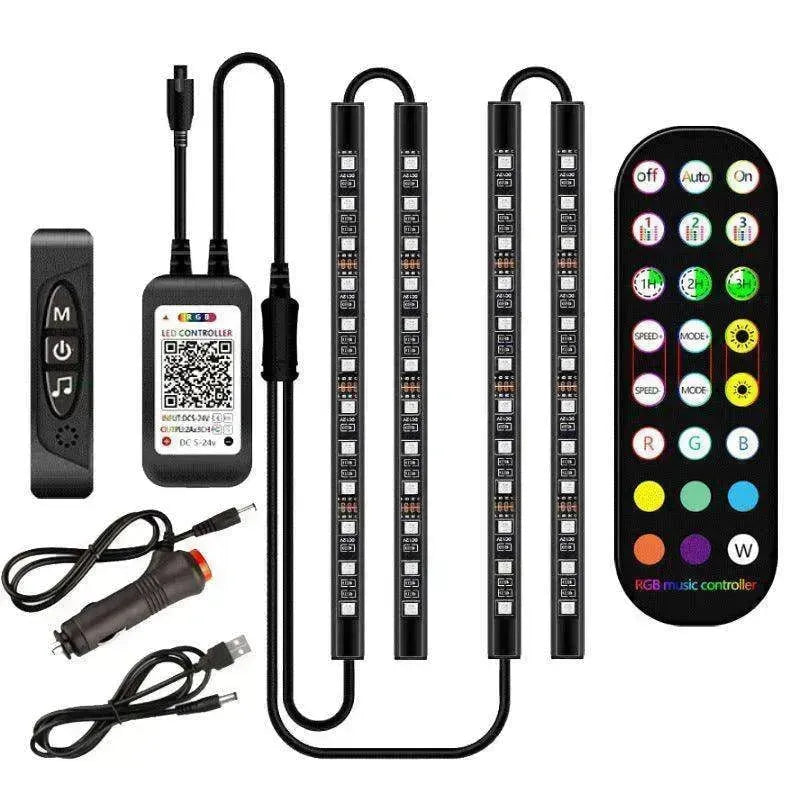 Car RGB Strip Lights: Wireless Music Control, Waterproof LED, Remote. - EX-STOCK CANADA