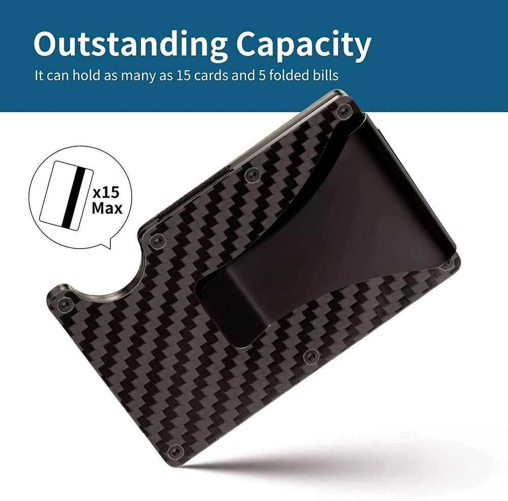 Carbon Fiber Blocking Slim Money Clip RFID Card Holder Metal Men Wallet Gift - EX-STOCK CANADA