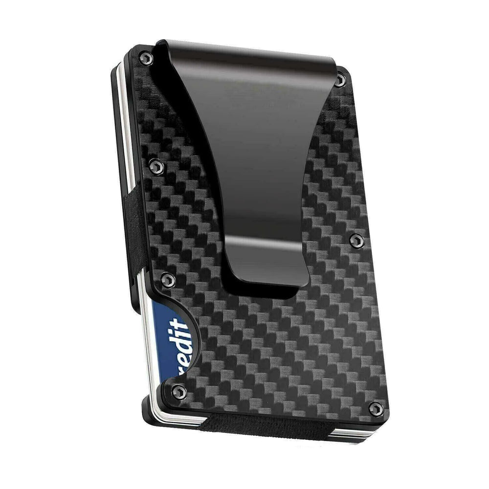 Carbon Fiber Blocking Slim Money Clip RFID Card Holder Metal Men Wallet Gift - EX-STOCK CANADA