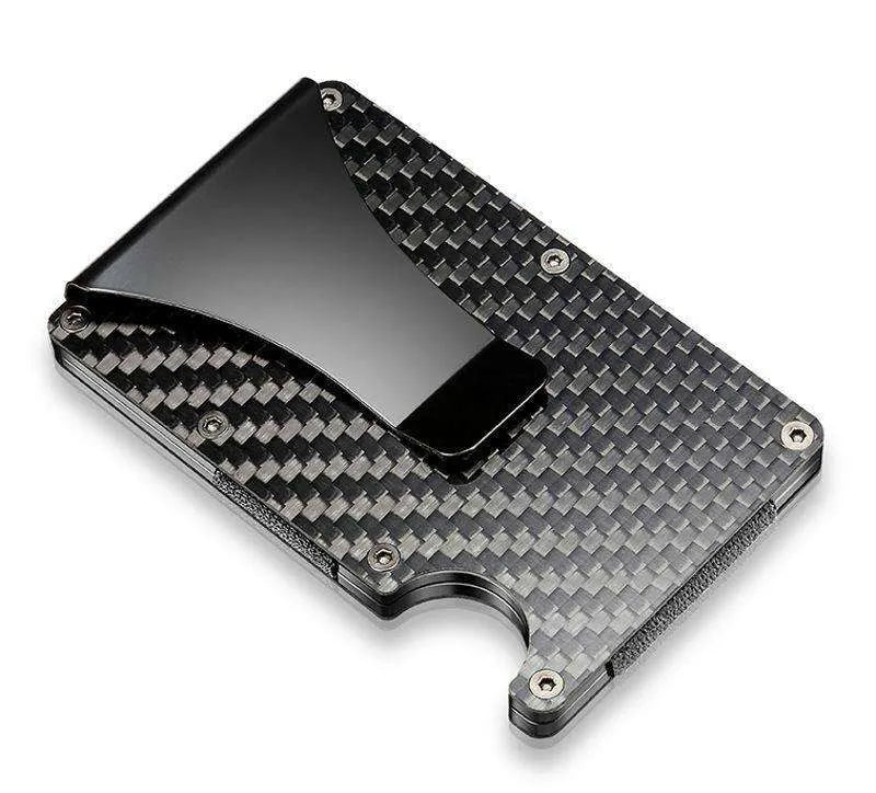 Carbon Fiber Blocking Slim Money Clip RFID Card Holder Metal Men Wallet Gift - EX-STOCK CANADA