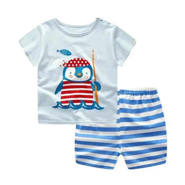 Cartoon Clothing Baby Boy Summer Clothes T-shirt Baby Girl Casual Clothing Sets - EX-STOCK CANADA