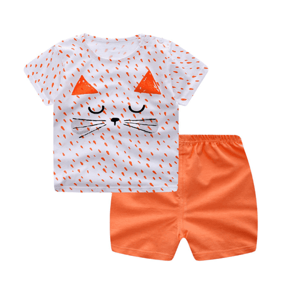 Cartoon Clothing Baby Boy Summer Clothes T-shirt Baby Girl Casual Clothing Sets - EX-STOCK CANADA