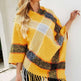 Cashmere Contrast Color Striped Cape Knitted Tassel Scarf - EX-STOCK CANADA