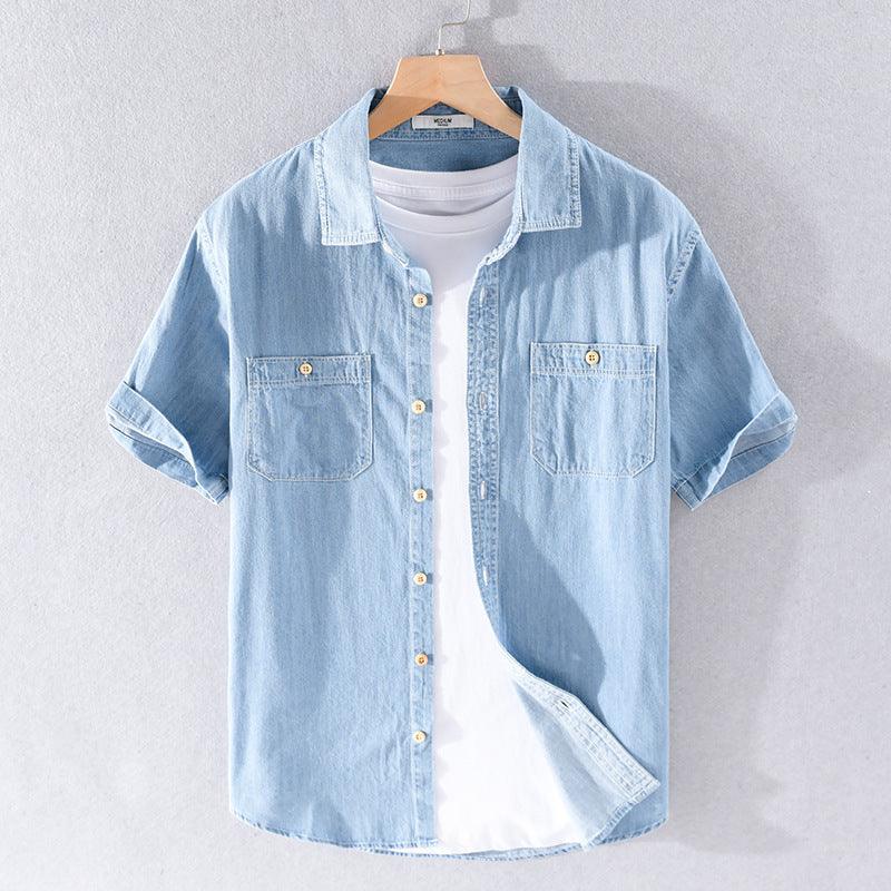 Casual Denim Short-sleeved Shirt Simple All-match - EX-STOCK CANADA