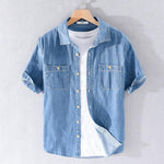 Casual Denim Short-sleeved Shirt Simple All-match - EX-STOCK CANADA