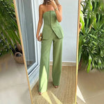 Casual Fashion Tailored Suit Button Graceful Tube Top Suit Pants - EX-STOCK CANADA