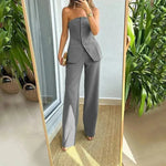 Casual Fashion Tailored Suit Button Graceful Tube Top Suit Pants - EX-STOCK CANADA