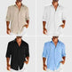 Casual Long Sleeve Shirt With Pocket Lace Polo Collar Solid Color Button Mens Clothing - EX-STOCK CANADA