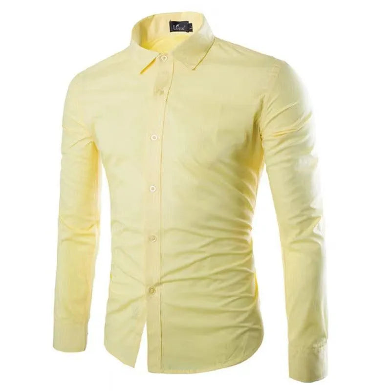 Casual Polo Collar Ironing Free Long Sleeves Shirt For Men - EX-STOCK CANADA