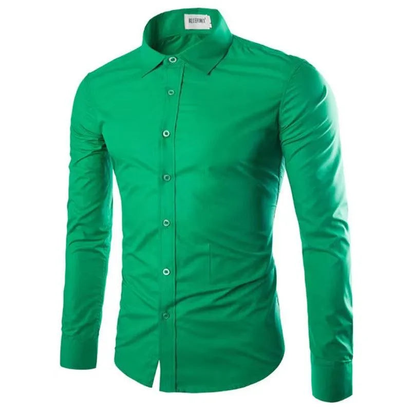 Casual Polo Collar Ironing Free Long Sleeves Shirt For Men - EX-STOCK CANADA