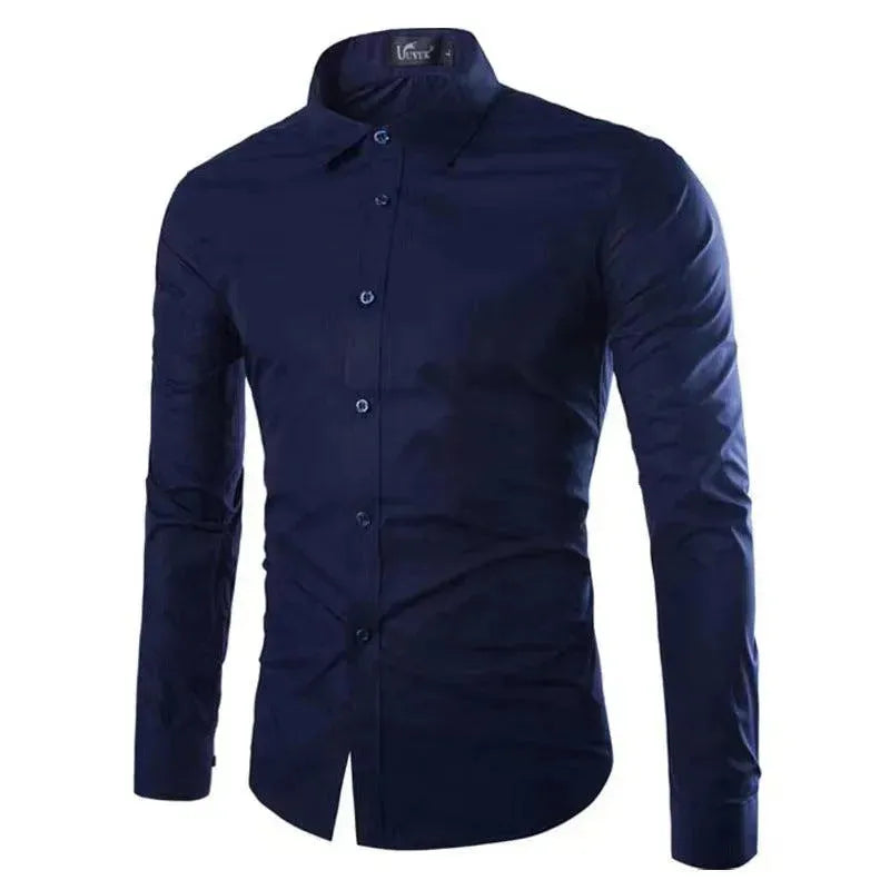 Casual Polo Collar Ironing Free Long Sleeves Shirt For Men - EX-STOCK CANADA