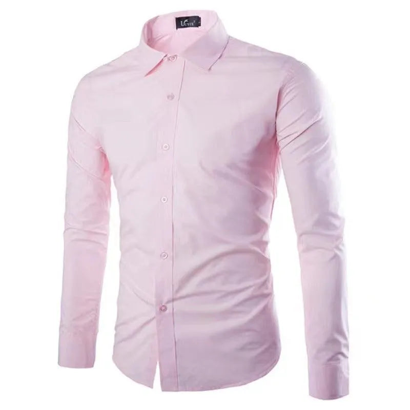 Casual Polo Collar Ironing Free Long Sleeves Shirt For Men - EX-STOCK CANADA