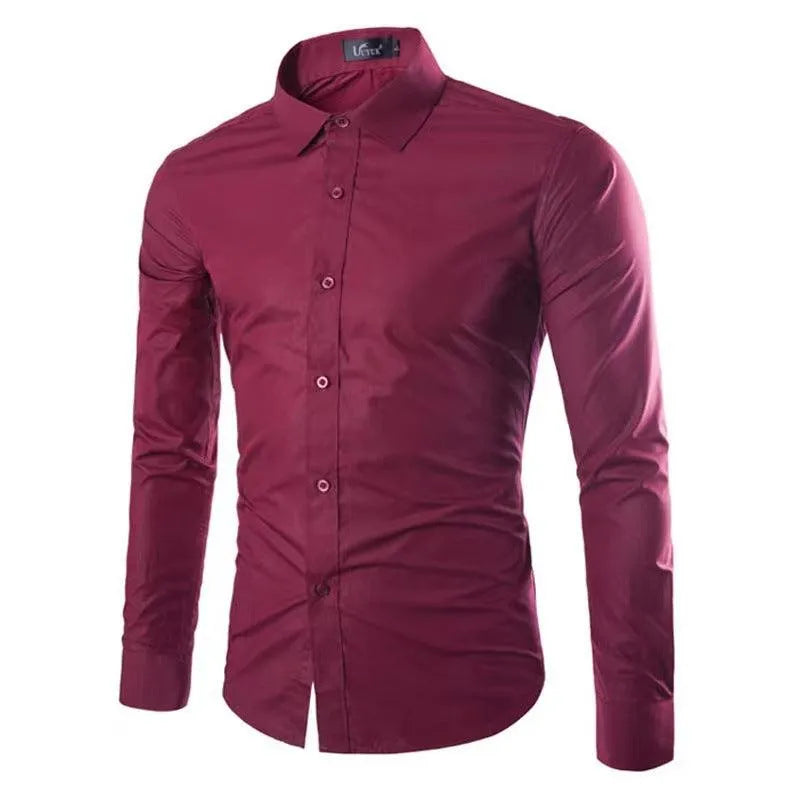 Casual Polo Collar Ironing Free Long Sleeves Shirt For Men - EX-STOCK CANADA