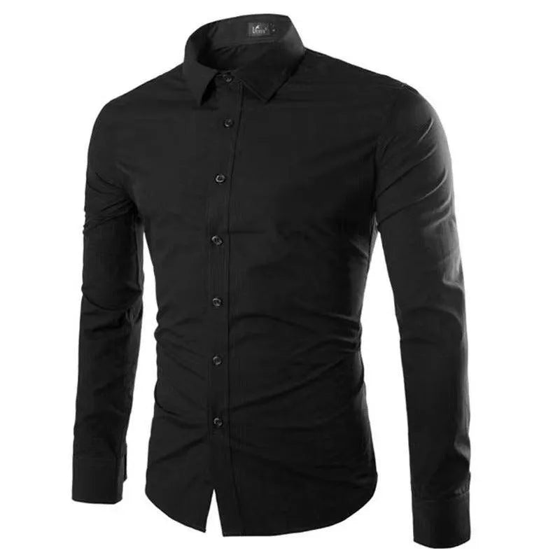 Casual Polo Collar Ironing Free Long Sleeves Shirt For Men - EX-STOCK CANADA