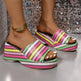 Casual Summer Fashionable Colorful Wave Print Thick Wedge Heel Women Slippers - EX-STOCK CANADA