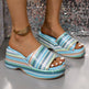 Casual Summer Fashionable Colorful Wave Print Thick Wedge Heel Women Slippers - EX-STOCK CANADA