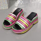 Casual Summer Fashionable Colorful Wave Print Thick Wedge Heel Women Slippers - EX-STOCK CANADA