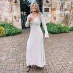 Casual Waist-skimming V-neck Large Pit-striped Slim Knitted Maxi Dress For Women - EX-STOCK CANADA