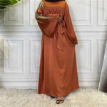 Fashion Embroidered Satin Abaya Dress Middle East Fancy Plain Dubai Abaya