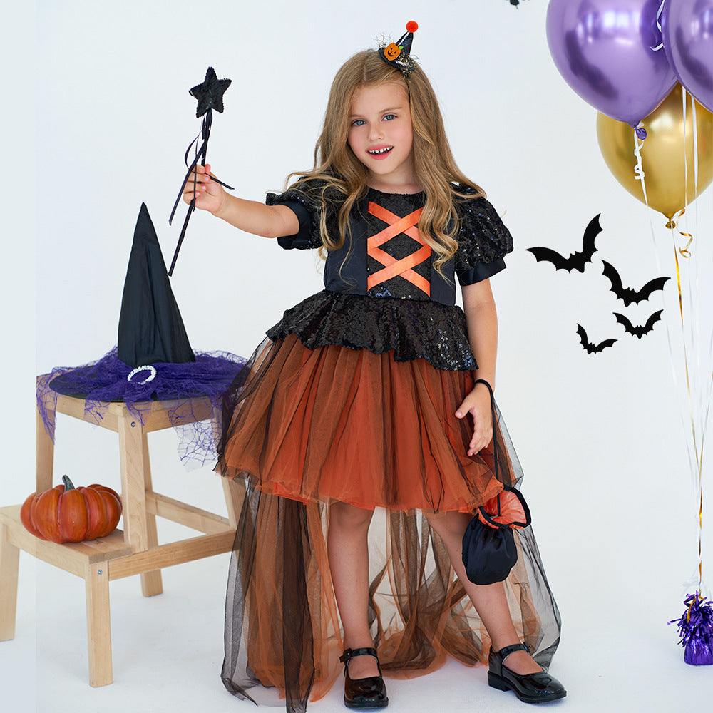 Halloween Girls' Witch Dress Performance Costume Party Dress