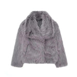 Winter Plush Open front Coat Thick lapel Outwear Faux Fur Coat women