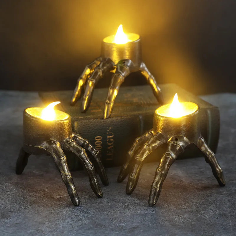 Halloween Skull Skeleton Hand Flameless Candle decor prop