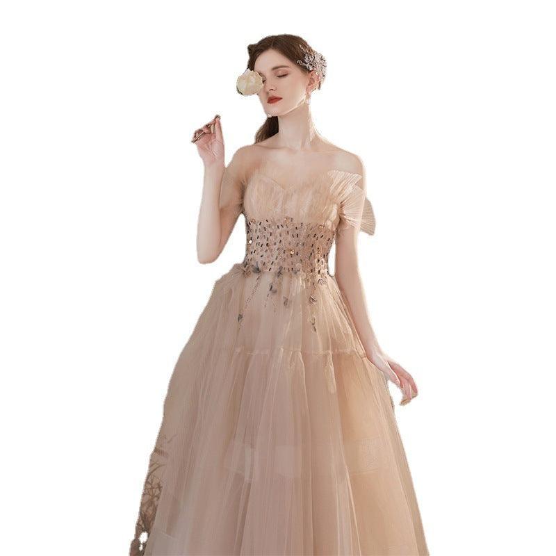 Champagne-colored Host Starry Sky Toasting Dress With Strapless - EX-STOCK CANADA