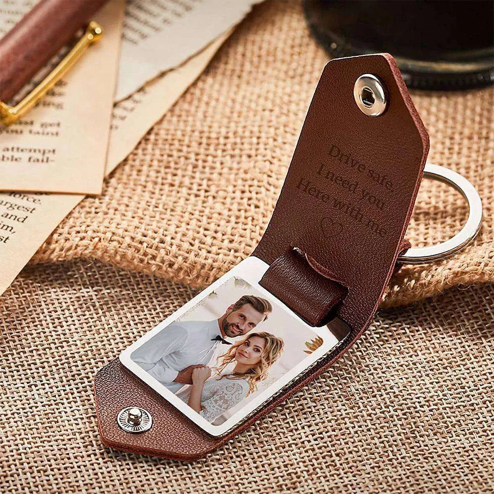 Chick & Unique Leather Photo Stainless steel UV Color Printed Keychain - EX-STOCK CANADA