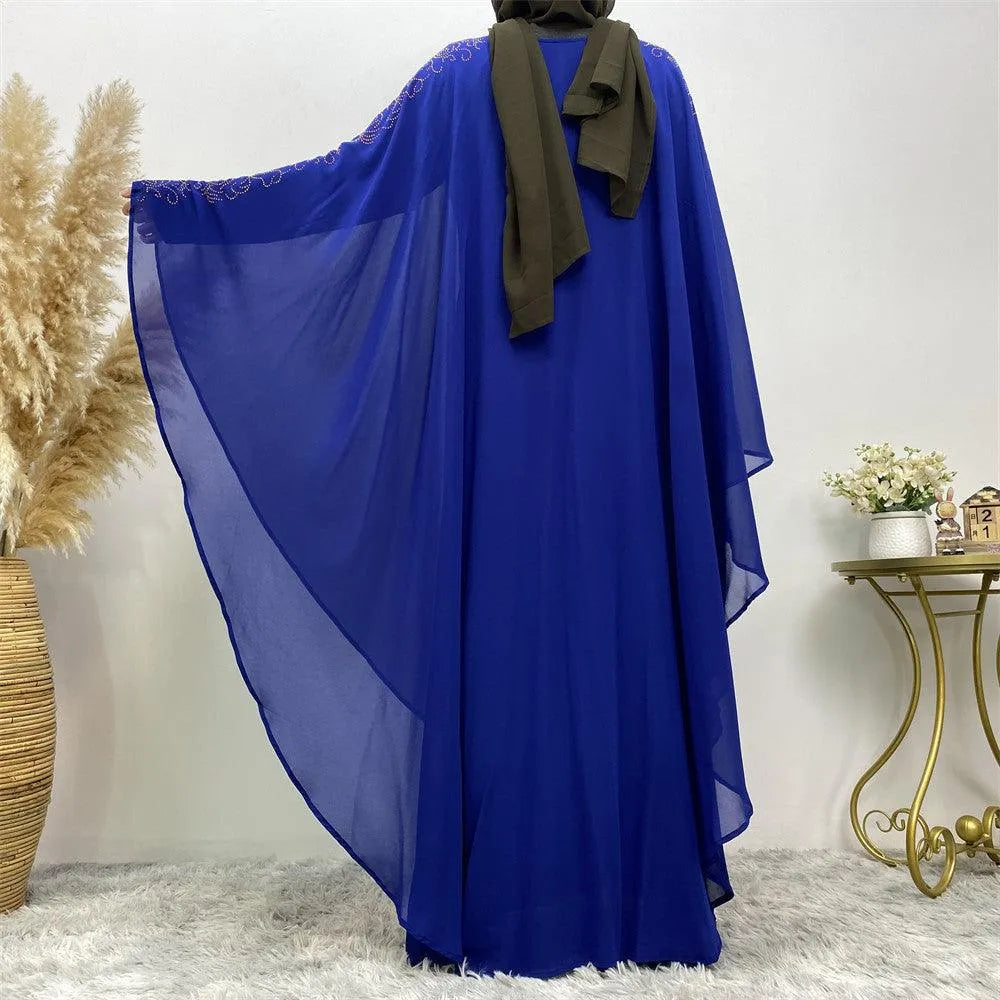 Chiffon Hot Drill Bat Sleeve Arab Robe - EX-STOCK CANADA