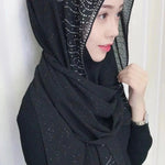 Chiffon Silver Diamond Fashion Arab Scarf - EX-STOCK CANADA