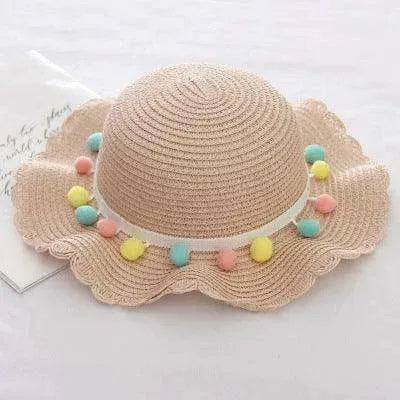 Children Bags Hats Female Decoration Small Colored Balls Sunscreen Lace Beach Hats Breathable Sandals - EX-STOCK CANADA