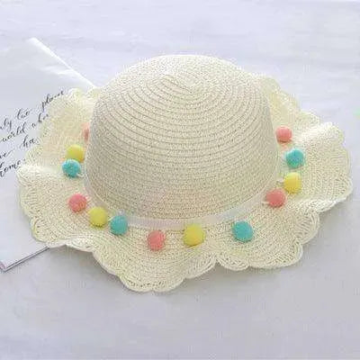 Children Bags Hats Female Decoration Small Colored Balls Sunscreen Lace Beach Hats Breathable Sandals - EX-STOCK CANADA