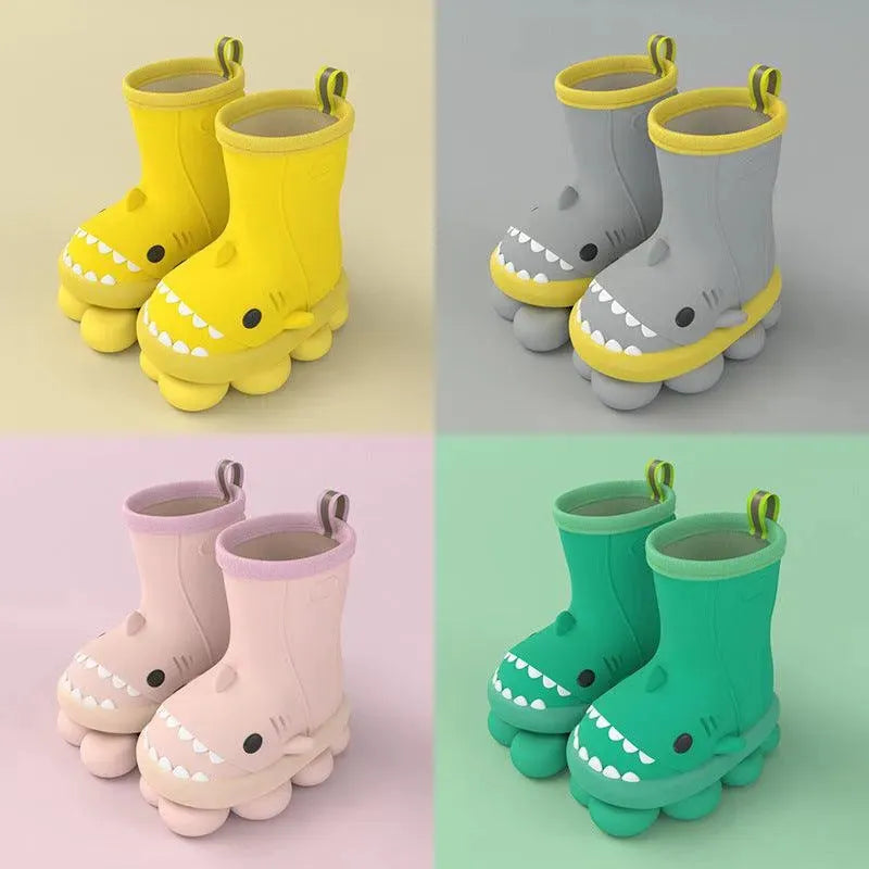 Children Boys Girls Cute Cartoon Waterproof Shoes Safety Rubber Shark Slippers Kids Rain Boots - EX-STOCK CANADA