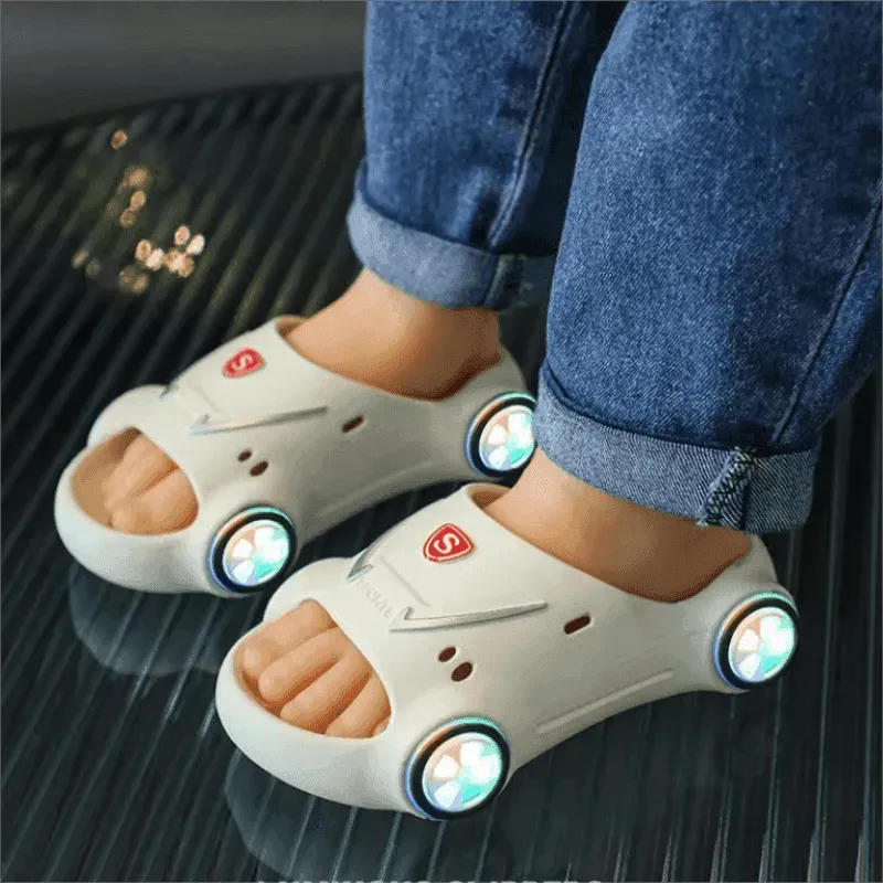 Children's Cartoon Car Glowing Sandals: Anti-Slip Luminous Beach Shoes - EX-STOCK CANADA