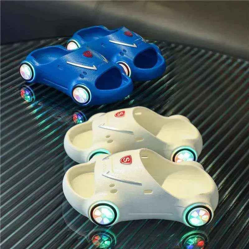 Children's Cartoon Car Glowing Sandals: Anti-Slip Luminous Beach Shoes - EX-STOCK CANADA