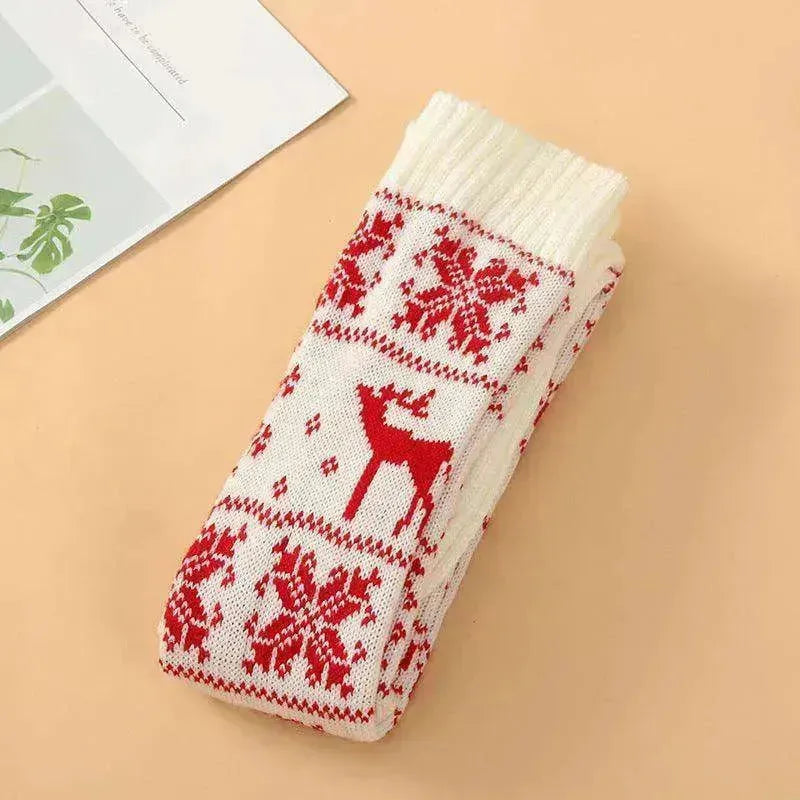 Christmas Knitted Cotton Woolen Thigh-High Deer Socks - EX-STOCK CANADA