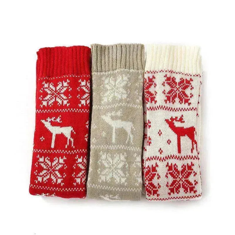 Christmas Knitted Cotton Woolen Thigh-High Deer Socks - EX-STOCK CANADA