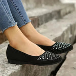 Classy Fashion Flats Shoes With Rhinestones Casual Round Toe Loafers Cozy Shoes For Women - EX-STOCK CANADA