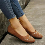 Classy Fashion Flats Shoes With Rhinestones Casual Round Toe Loafers Cozy Shoes For Women - EX-STOCK CANADA