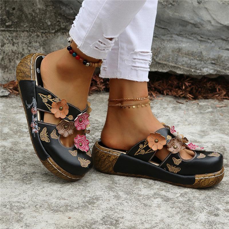 Closed-toe Women Non-slip Floral Slippers - EX-STOCK CANADA