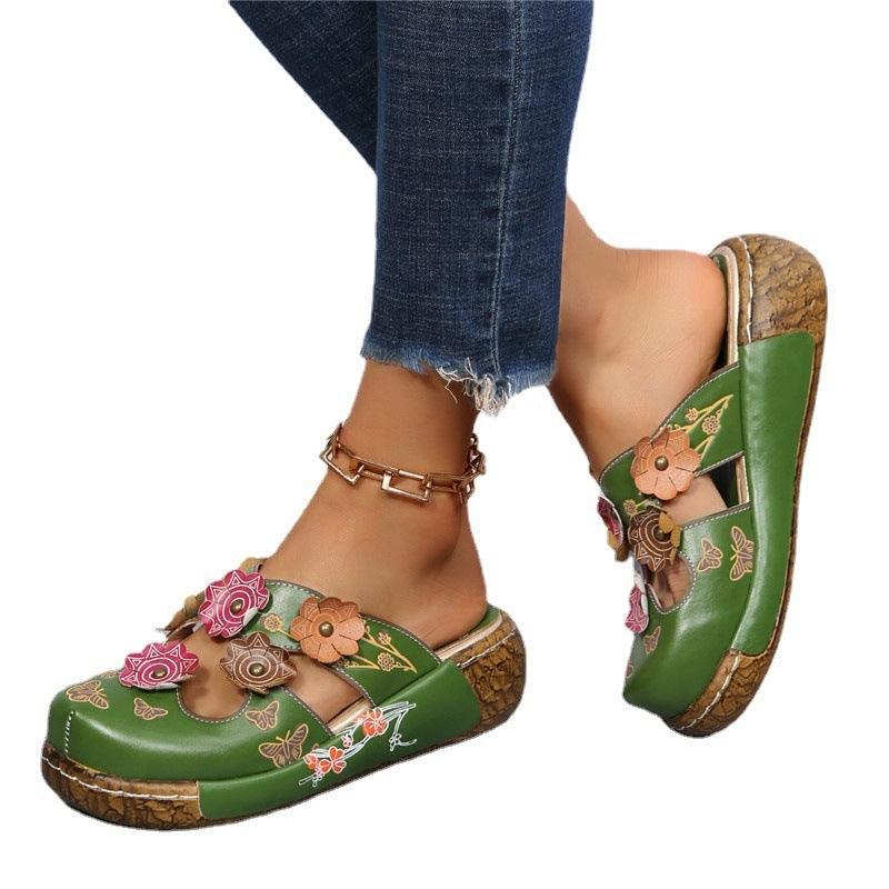 Closed-toe Women Non-slip Floral Slippers - EX-STOCK CANADA