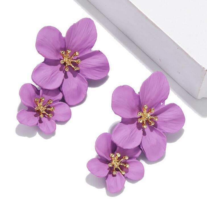 Colorful Double flower Stud earrings for Women - EX-STOCK CANADA