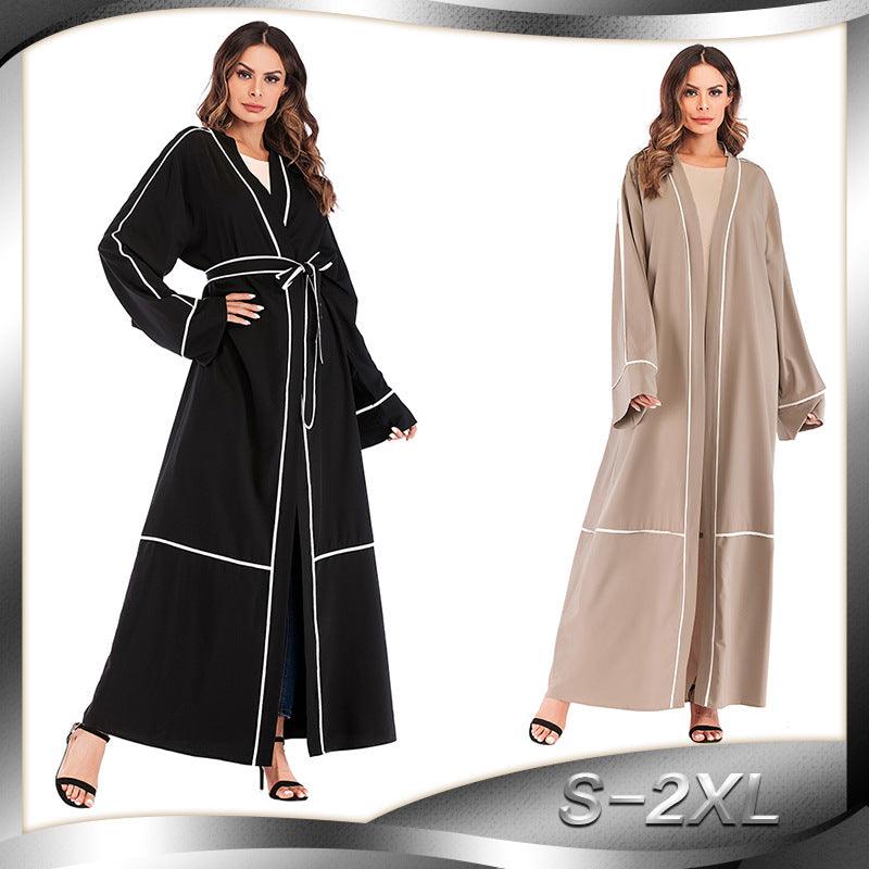 Contrast Striped Cardigan Arab Robe - EX-STOCK CANADA