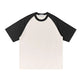 Cotton Color-matching Raglan Sleeves Loose-fitting Casual T-shirt - EX-STOCK CANADA