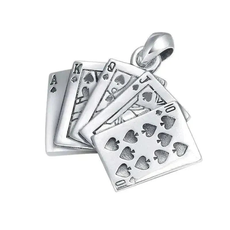 Creative Flush Poker S925 Sterling Silver Pendant - EX-STOCK CANADA