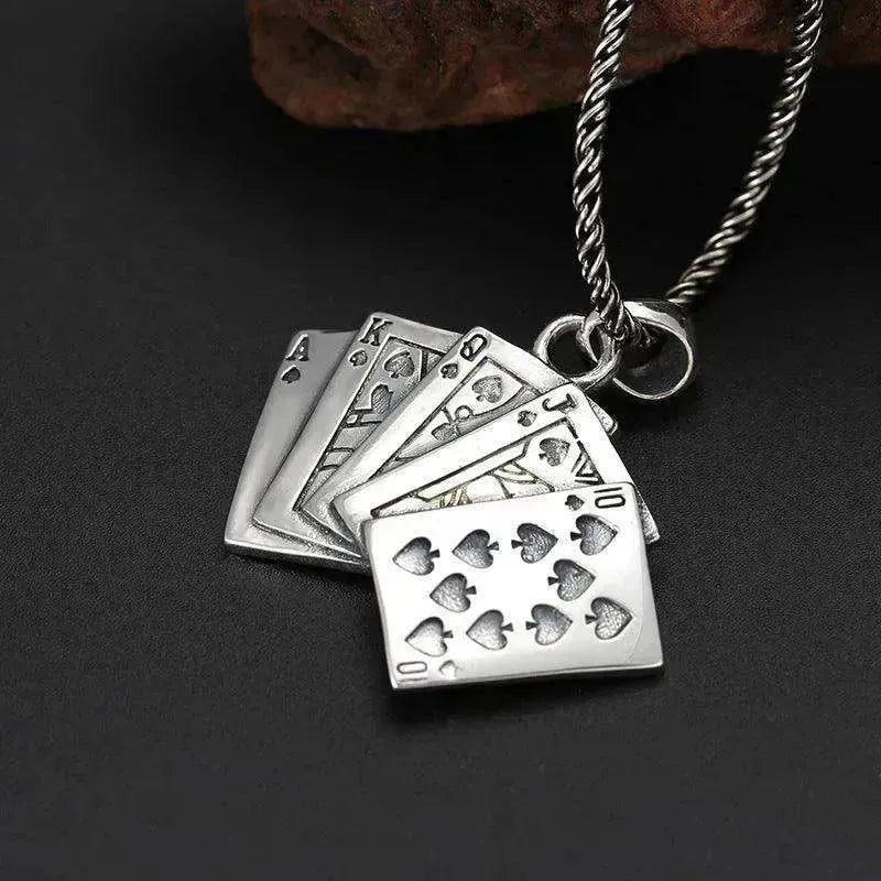 Creative Flush Poker S925 Sterling Silver Pendant - EX-STOCK CANADA