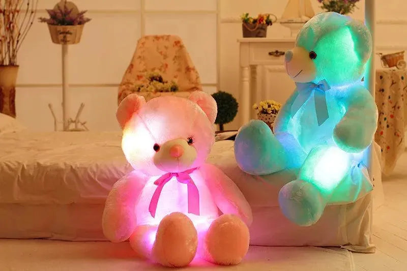 Creative Light Up LED Teddy Bear Stuffed Animals Plush Toy Colorful Glowing Christmas Gift For Kids Pillow - EX-STOCK CANADA