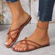 Cross-woven Design Thong Sandals Summer Flat Shoes Women Flip Flops Slides Casual Vacation Beach Slippers - EX-STOCK CANADA