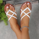 Cross-woven Design Thong Sandals Summer Flat Shoes Women Flip Flops Slides Casual Vacation Beach Slippers - EX-STOCK CANADA