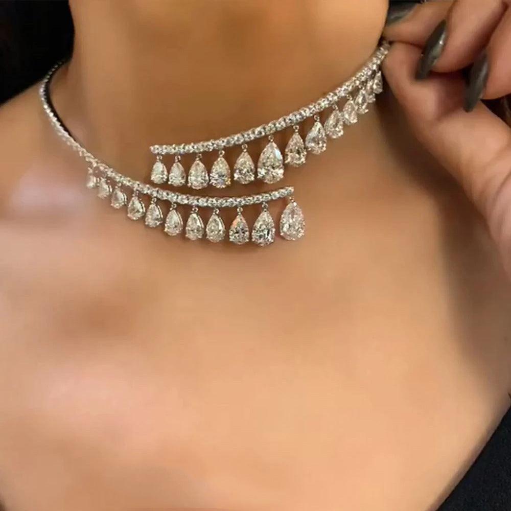 Crystal Rhinestone Collar Necklace for Women Weeding Bridesmaid Necklace Gold and Silver Necklace - EX-STOCK CANADA